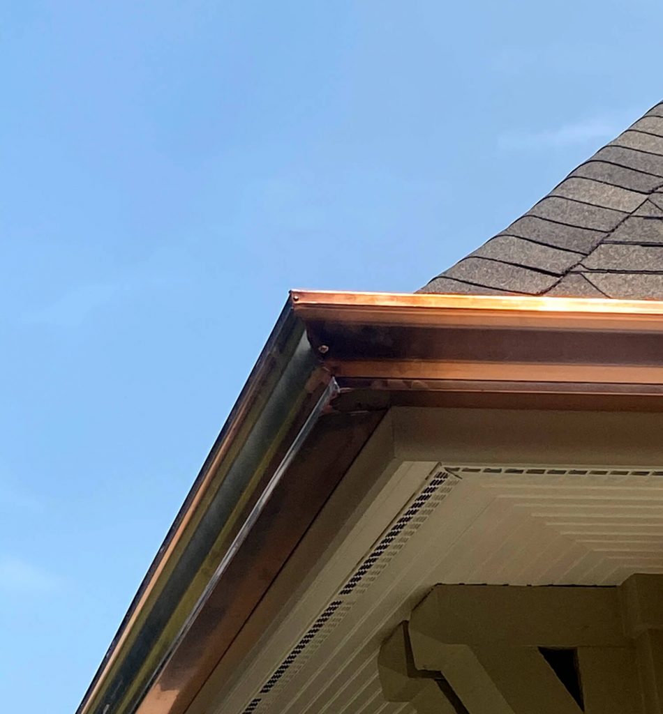 beautiful copper finishing on home exterior