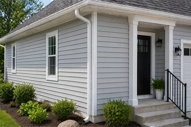 Vinyl siding installation on a residential home with white trim in Cincinnati Ohio